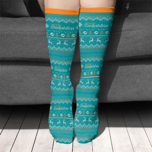Adult socks Miami Dolphins Adult Ugly Christmas Crew Socks