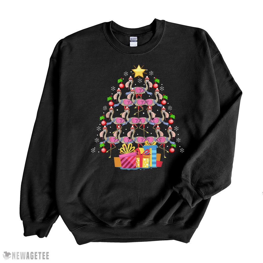 Cute Flamingos Merry Christmas Tree Sweatshirt Cute Flamingos Merry Christmas Tree Sweatshirt