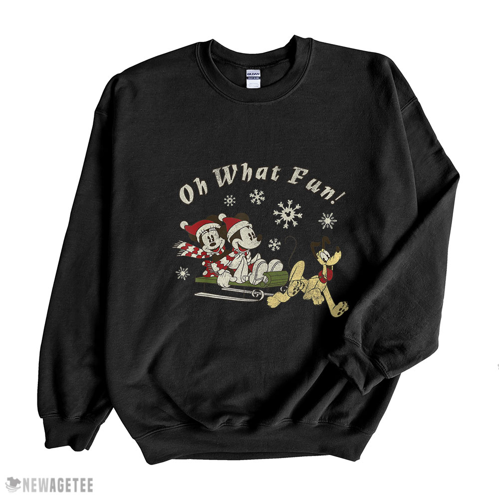 Disney Mickey Minnie And Pluto Oh What Fun Christmas Sled Sweatshirt Disney Mickey Minnie And Pluto Oh What Fun Christmas Sled Sweatshirt