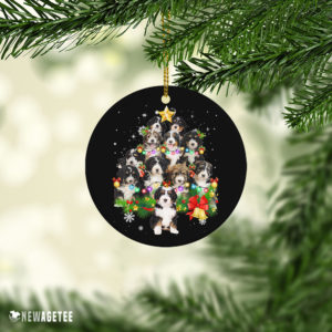 Bernedoodle Christmas Tree Lights Funny Dog Chrismas Ornament
