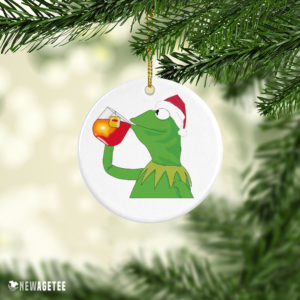 Kermit The Frog Muppet Drink Tea Christmas Ornament Funny Holiday Gift