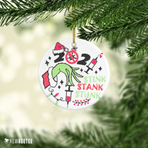 Ceramic Ornament Stink Stank Stunk 2021 Funny Covid 19 Vaccinated Christmas Ornament