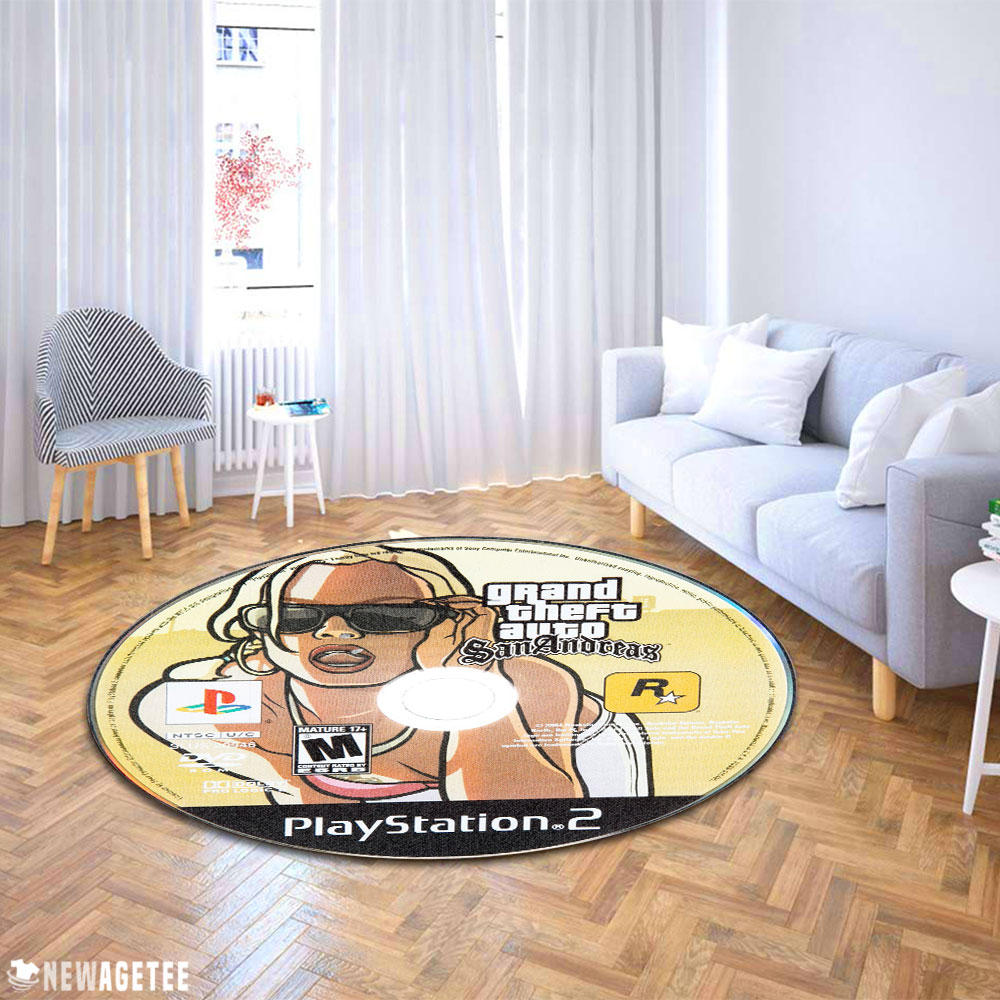 Grand Theft Auto San Andreas PlayStation 2 Disc Round Rug Carpet Grand Theft Auto San Andreas PlayStation 2 Disc Round Rug Carpet