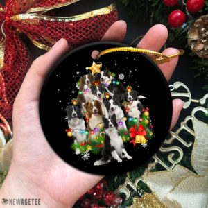 Circle Ornament Border Sheepdog Christmas Tree Lights Funny Dog Chrismas Ornament