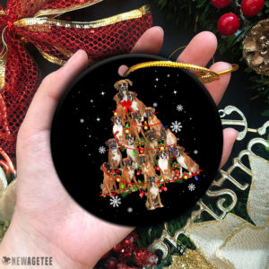 Circle Ornament Boxer Christmas Tree Lights Funny Dog Chrismas Ornament