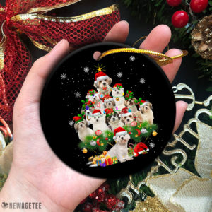 Circle Ornament Cavachon Christmas Tree Lights Funny Dog Chrismas Ornament