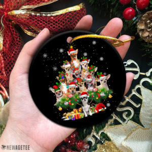 Circle Ornament Chihuahua Christmas Tree Lights Funny Dog Xmas Ornament