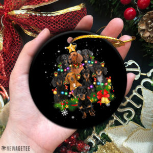 Circle Ornament Dachshund Christmas Tree Lights Funny Dog Chrismas Ornament