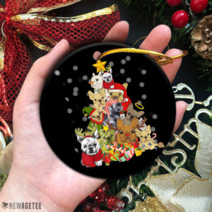 Circle Ornament Frenchie Christmas Tree Lights Funny Dog Chrismas Ornament