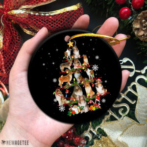 Circle Ornament Funny Rough Collie Christmas Tree Lights Funny Dog Chrismas Ornament