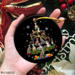 Circle Ornament Greyhound Christmas Tree Lights Funny Dog Chrismas Ornament
