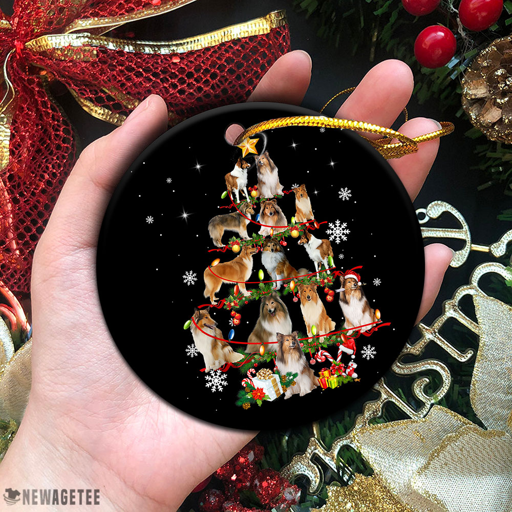 Sheltie Dog Christmas Tree Lights Funny Dog Chrismas Ornament