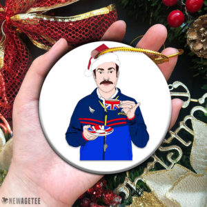 Circle Ornament Ted Drinking Tea Merry Christmas Ornament Funny Holiday Gift