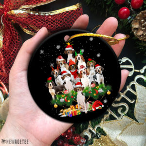 Circle Ornament Treeing Walker Coonhound Christmas Tree Lights Funny Dog Chrismas Ornament