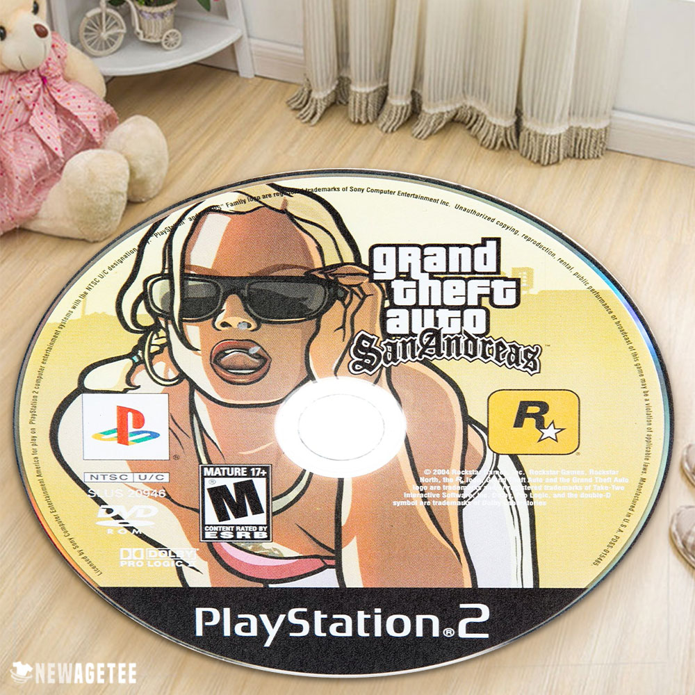 Grand Theft Auto San Andreas PlayStation 2 Disc Round Rug Carpet Grand Theft Auto San Andreas PlayStation 2 Disc Round Rug Carpet