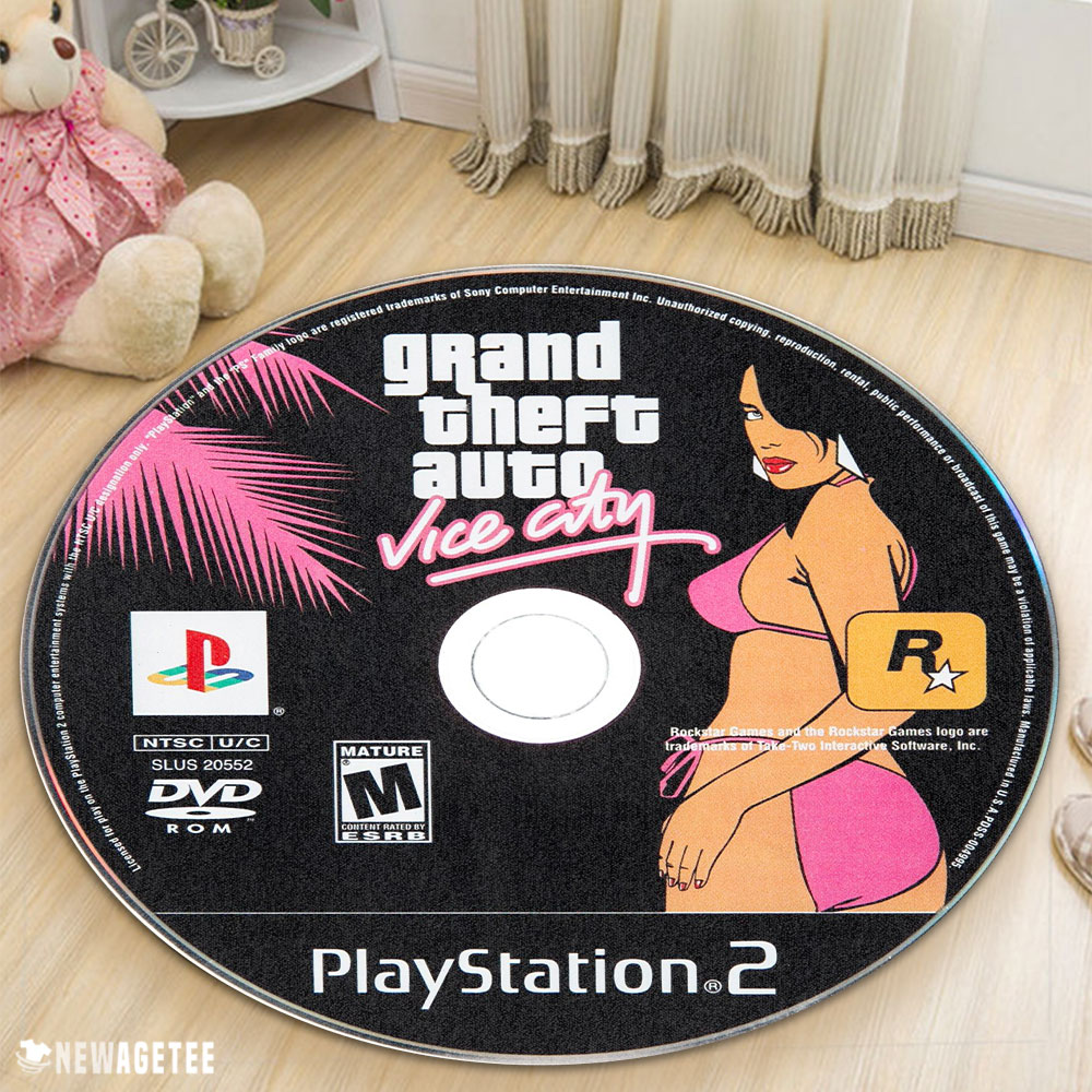 Grand Theft Auto Vice City PlayStation 2 Disc Round Rug Carpet