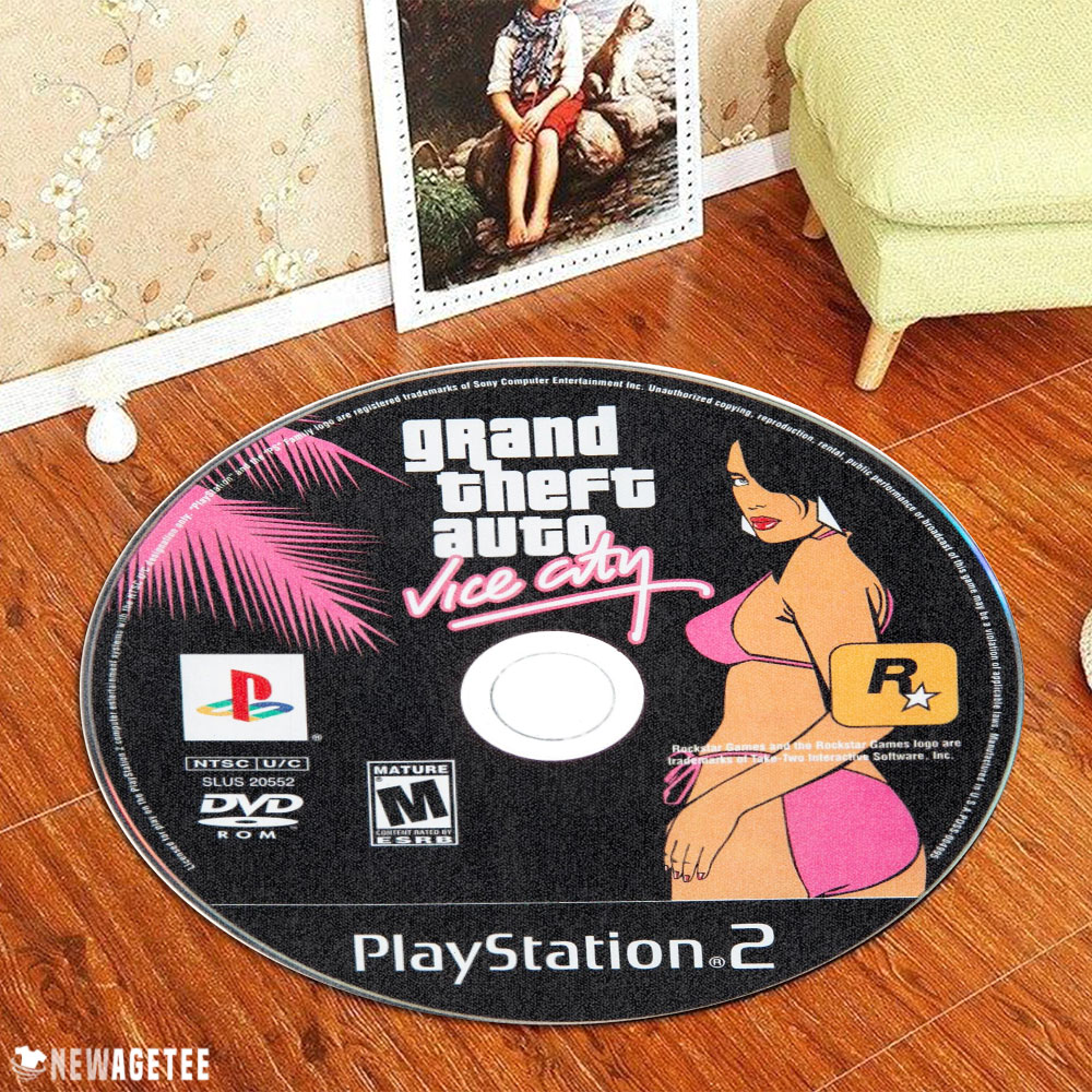 Grand Theft Auto Vice City PlayStation 2 Disc Round Rug Carpet