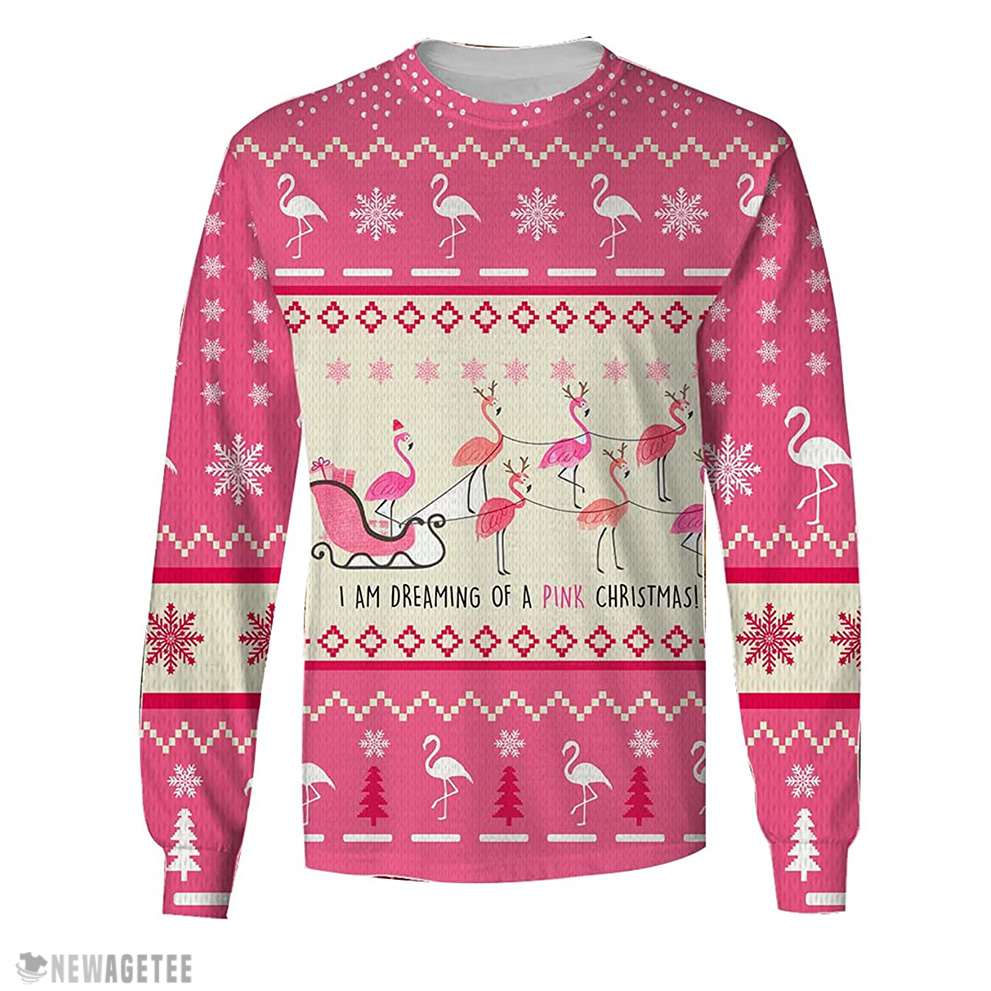 Flamingo I Am Dreaming of A Pink Christmas Ugly Wool Christmas Sweater
