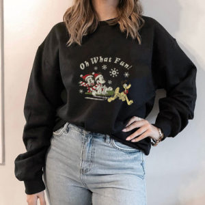 Hoodie Disney Mickey Minnie And Pluto Oh What Fun Christmas Sled Sweatshirt