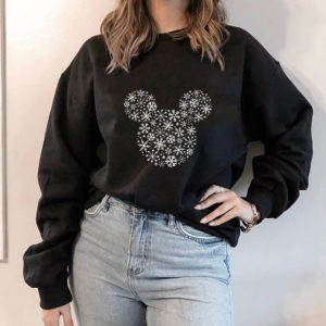 Hoodie Disney Mickey Mouse Icon Holiday White Snowflakes SweatShirt
