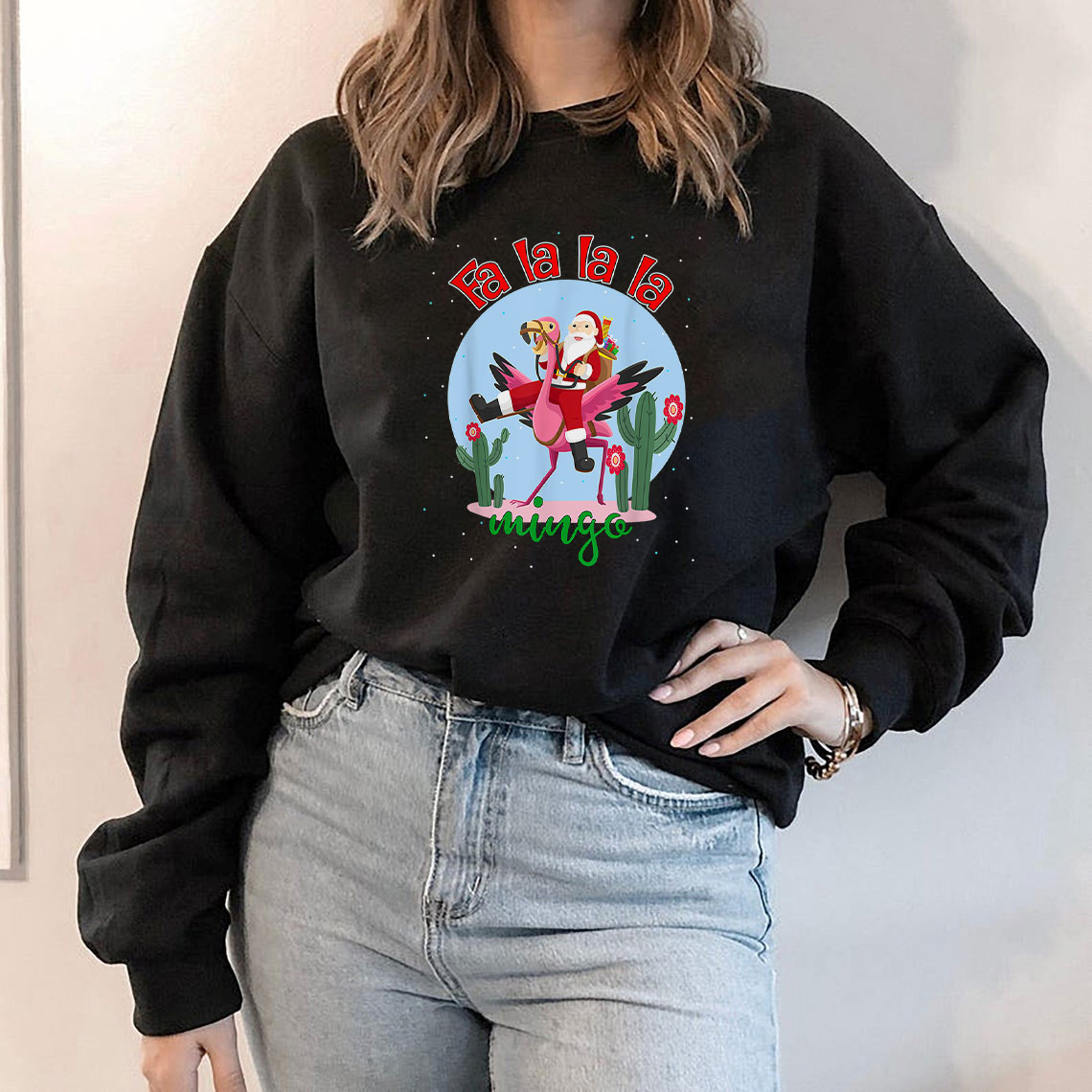 Fall Mingo Cute Santa Ride Flamingo Fa la la la Flamingo Sweatshirt Fall Mingo Cute Santa Ride Flamingo Fa la la la Flamingo Sweatshirt
