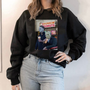 Hoodie Michael Myers and Jason Voorhees drink dunkin donuts shirt
