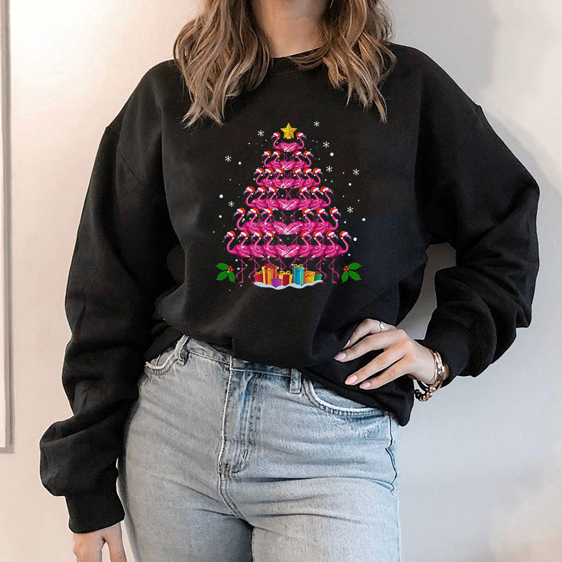 Pink Flamingo Christmas Tree Pajama Sweatshirt Pink Flamingo Christmas Tree Pajama Sweatshirt