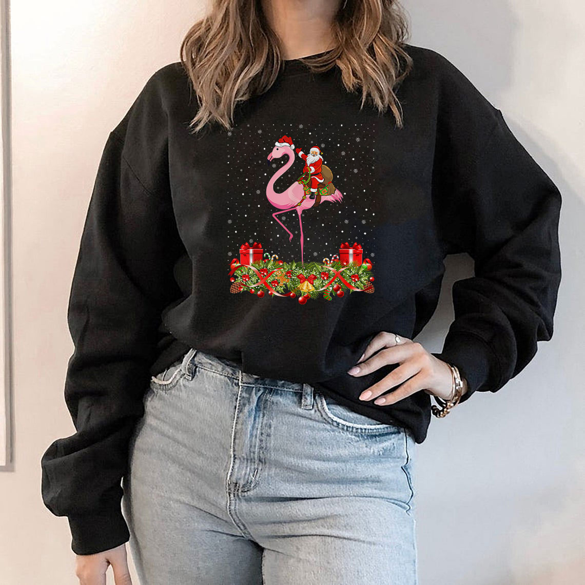 Santa Riding Flamingo Christmas Xmas Gift Sweatshirt Santa Riding Flamingo Christmas Xmas Gift Sweatshirt