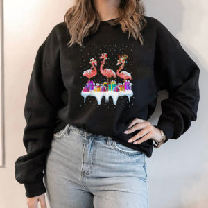Hoodie Santa Snowman Flamingo Merry Christmas T Shirt