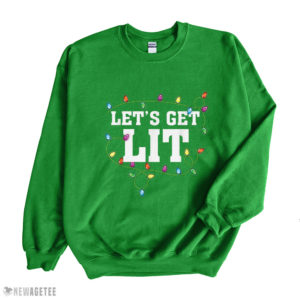 Christmas Funny Shirt Cute Gift Let’s Get Lit Xmas Pajamas Shirt