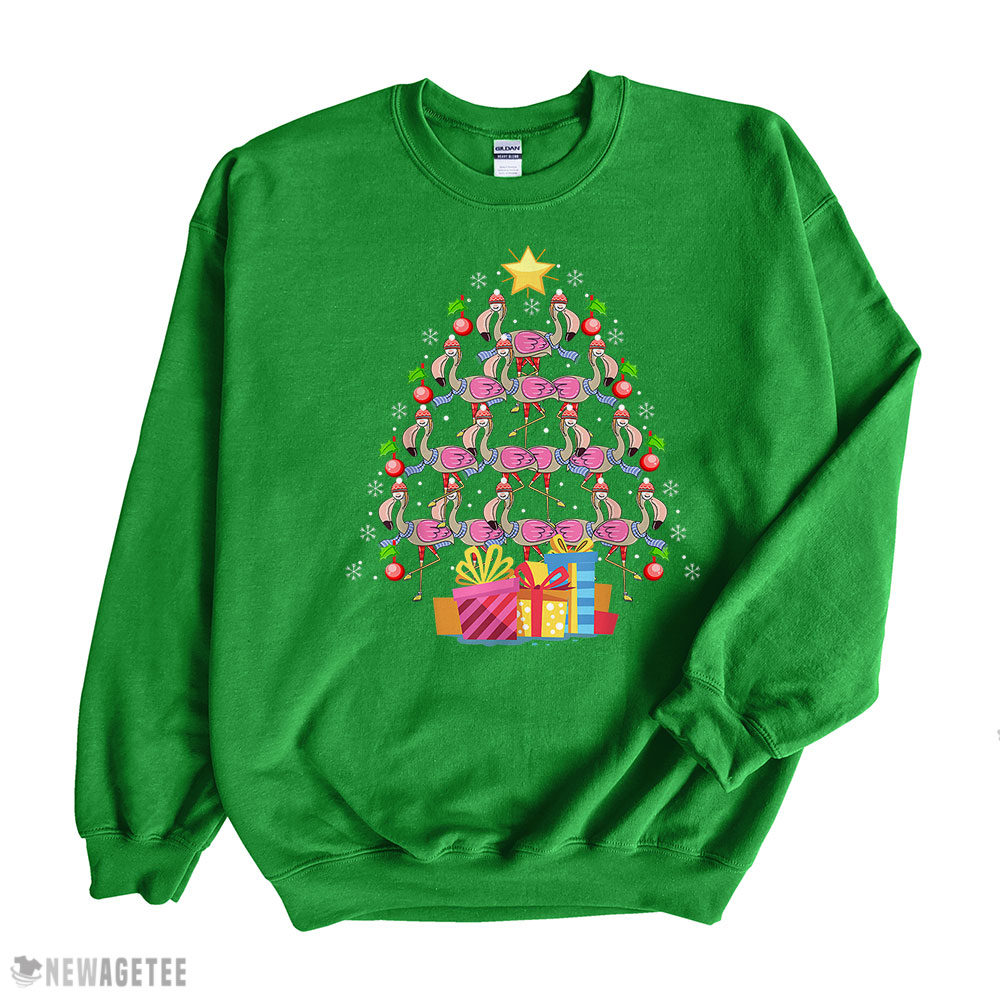 Cute Flamingos Merry Christmas Tree Sweatshirt Cute Flamingos Merry Christmas Tree Sweatshirt