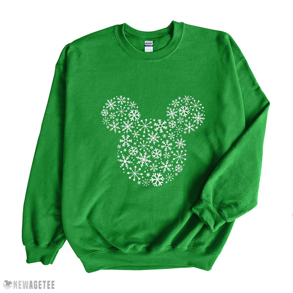 Disney Mickey Mouse Icon Holiday White Snowflakes SweatShirt Disney Mickey Mouse Icon Holiday White Snowflakes SweatShirt