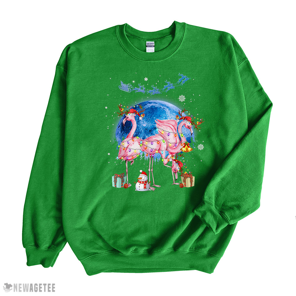 Flamingo Christmas Tree Santa Hat Xmas Light Merry Christmas Sweatshirt Flamingo Christmas Tree Santa Hat Xmas Light Merry Christmas Sweatshirt