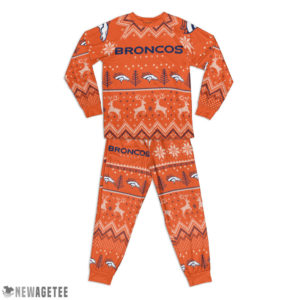 Denver Broncos Ugly Christmas Raglan Pajamas Set