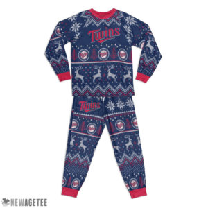 Minnesota Twins Ugly Christmas Raglan Pajamas Set