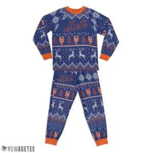 New York Mets Ugly Christmas Raglan Pajamas Set