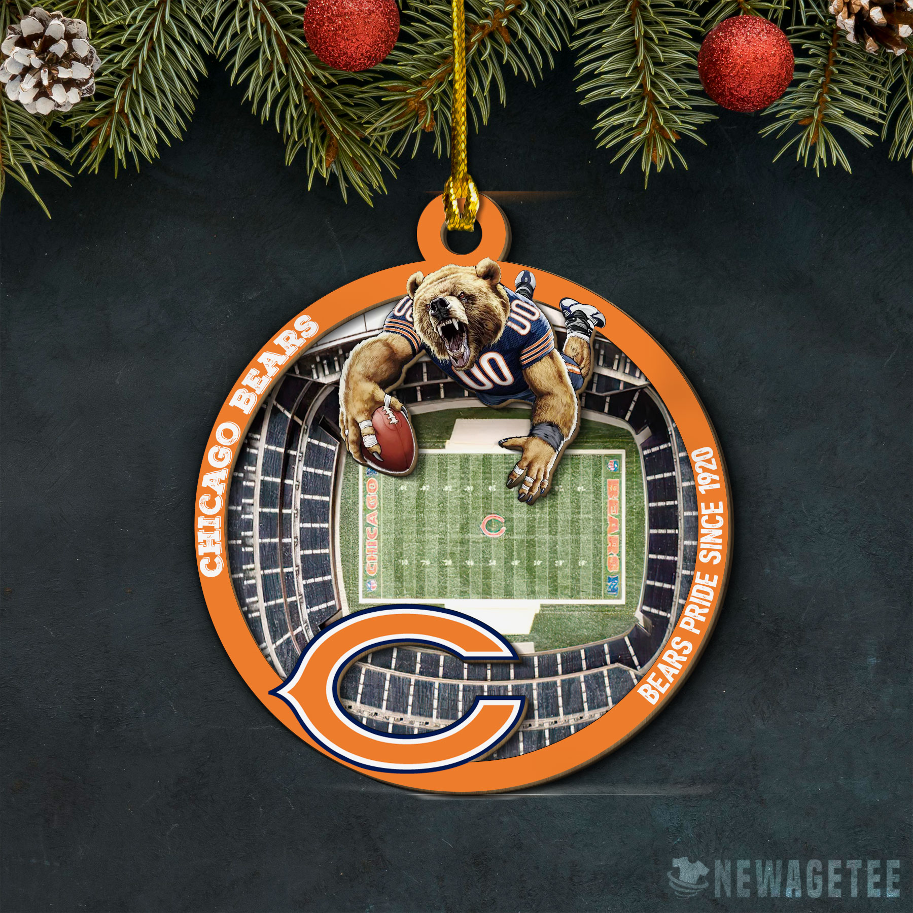 Chicago Bears NFL StadiumView Layered Wood Christmas Ornament