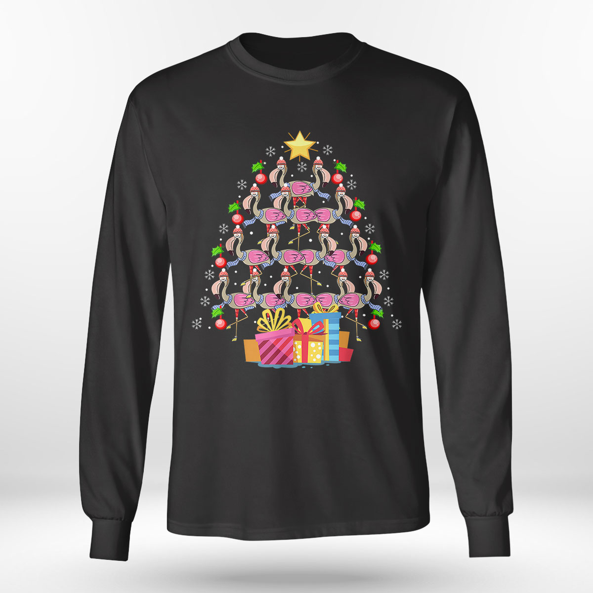 Cute Flamingos Merry Christmas Tree Sweatshirt Cute Flamingos Merry Christmas Tree Sweatshirt