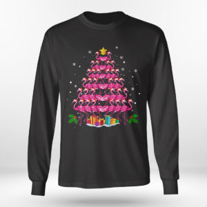 Longsleeve shirt Pink Flamingo Christmas Tree Pajama Shirt
