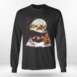 Longsleeve shirt Santa Riding Reindeer Flamingo Christmas T Shirt