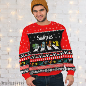Men Sweater The Starters On Abbey Road Pokemon Ugly Christmas Sweater bg