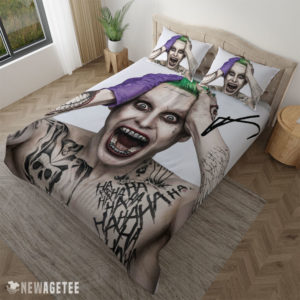 Pillow Case Suicide Squad Jared Leto Joker Signed Duvet Cover and Pillow Case Bedding Set