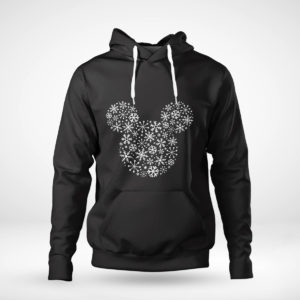 Pullover Hoodie Disney Mickey Mouse Icon Holiday White Snowflakes SweatShirt