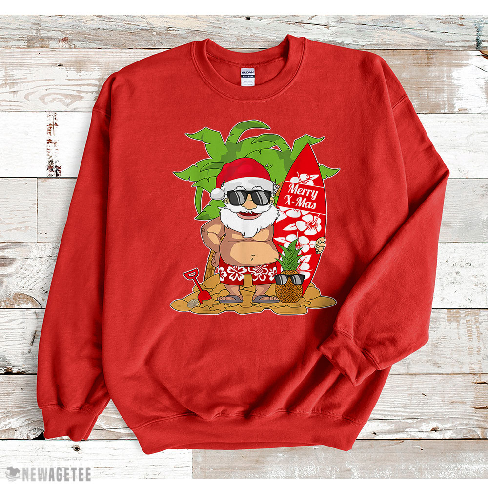 Christmas in July I Santa Hawaiian Surfing Sweatshirt Christmas in July I Santa Hawaiian Surfing Sweatshirt