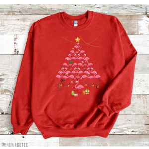 Red Sweatshirt Cute Flamingos Christmas Tree T Shirt