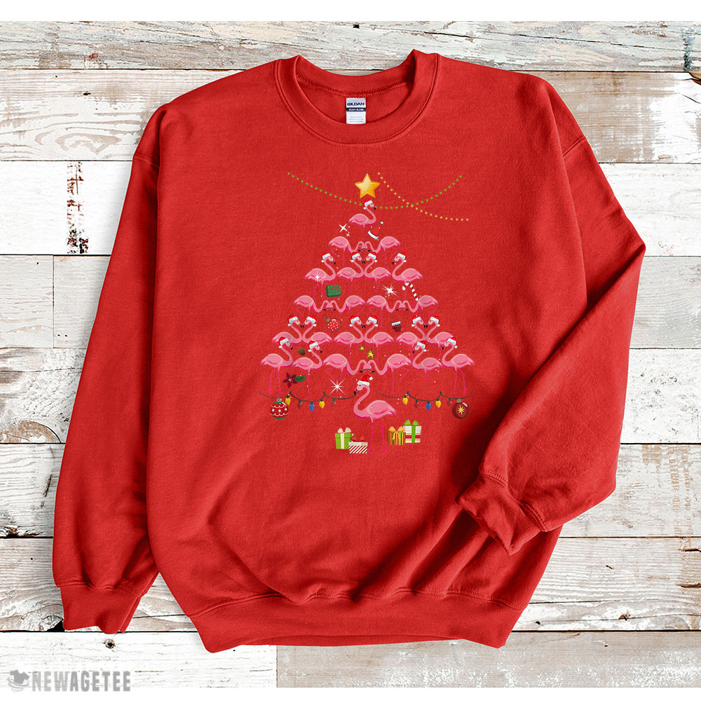 Cute Flamingos Christmas Tree Sweatshirt Cute Flamingos Christmas Tree Sweatshirt