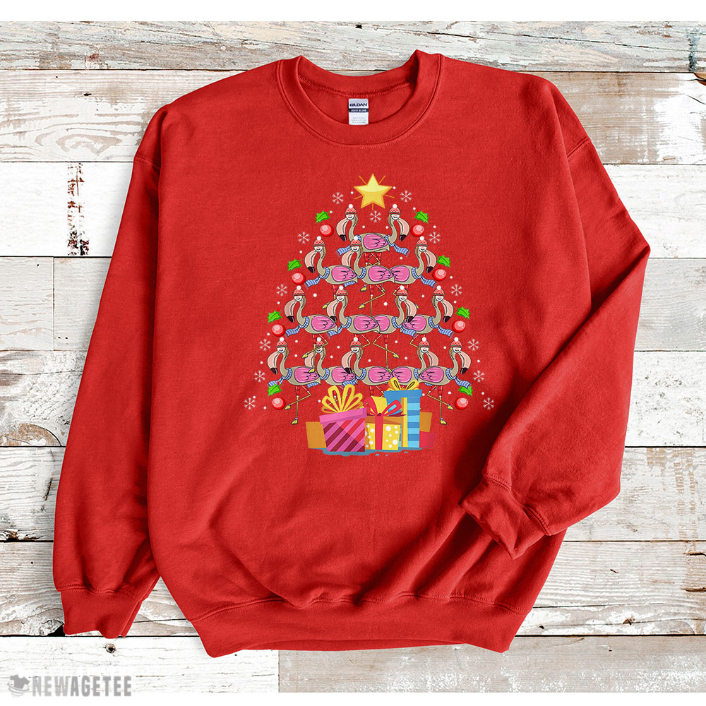 Cute Flamingos Merry Christmas Tree Sweatshirt Cute Flamingos Merry Christmas Tree Sweatshirt