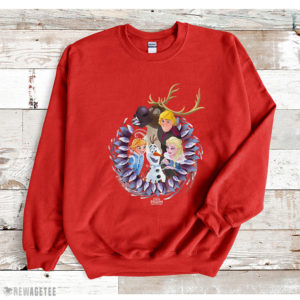 Red Sweatshirt Disney Frozen Christmas Wreath Group Shot SweatShirt