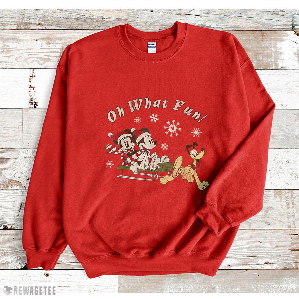 Disney Mickey Minnie And Pluto Oh What Fun Christmas Sled Sweatshirt Disney Mickey Minnie And Pluto Oh What Fun Christmas Sled Sweatshirt