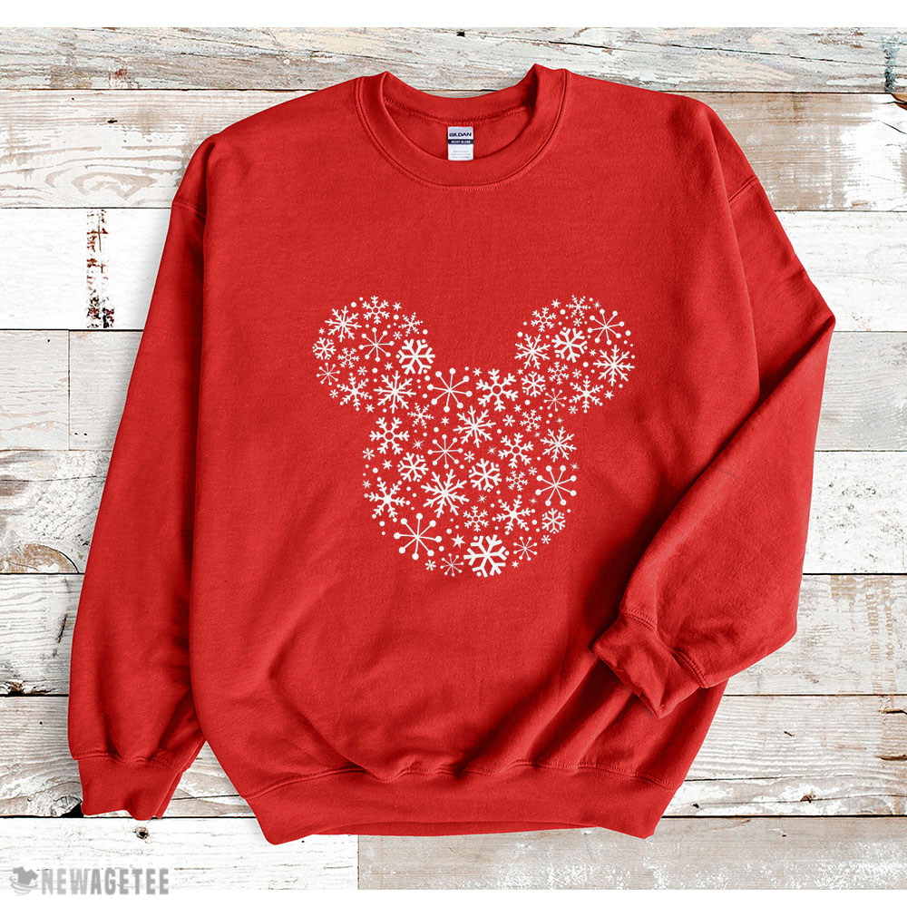 Disney Mickey Mouse Icon Holiday White Snowflakes SweatShirt Disney Mickey Mouse Icon Holiday White Snowflakes SweatShirt